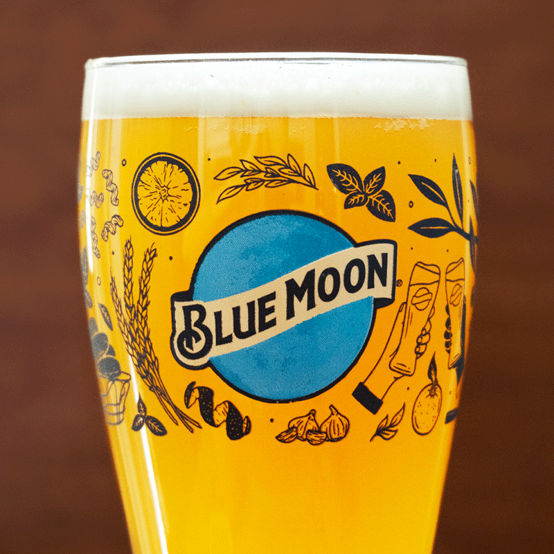 Brand New Blue Moon Pint Glasses Lot Of 4 Glasses Beer Belgian 